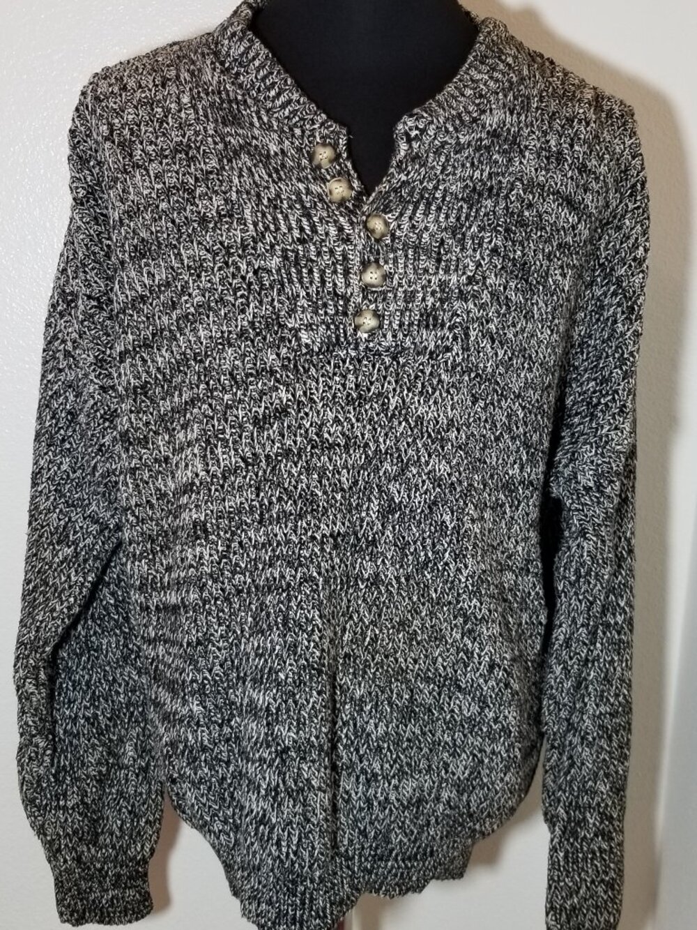 Old Glory Men Large Black Tan Sweater Grandpa Retro Classic Old Money Cable Knit